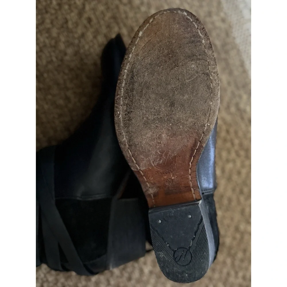 H by Hudson Vintage Black Leather And Suede Chelsea Boots With Straps‎ Size 41